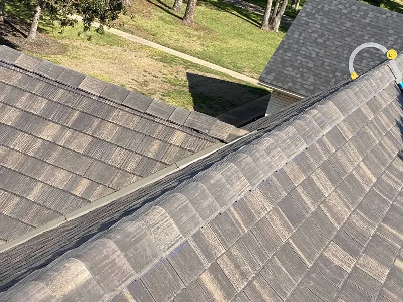 Close-up of new shingles installed by Dimensional Pro Construction