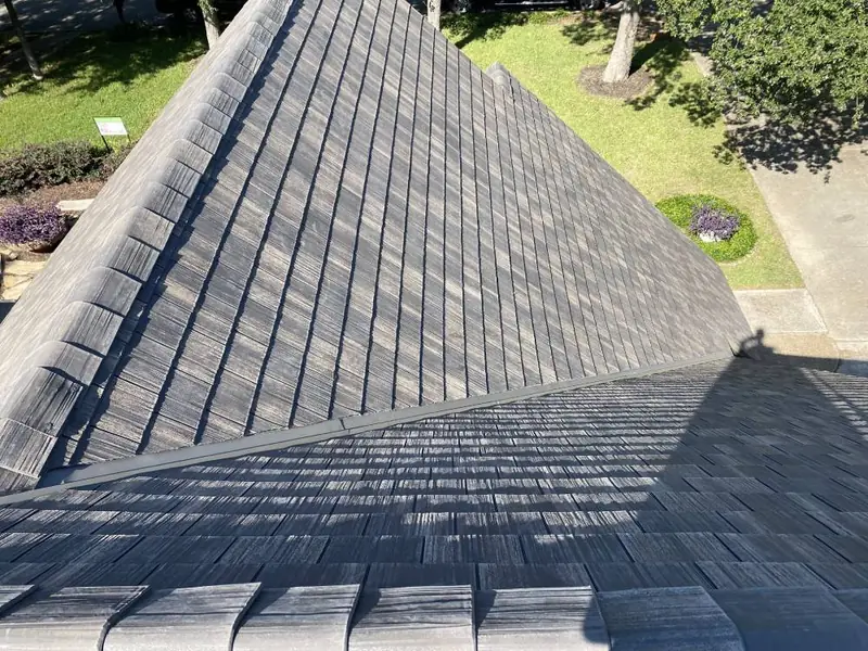 Close-up of new shingles installed by Dimensional Pro Construction