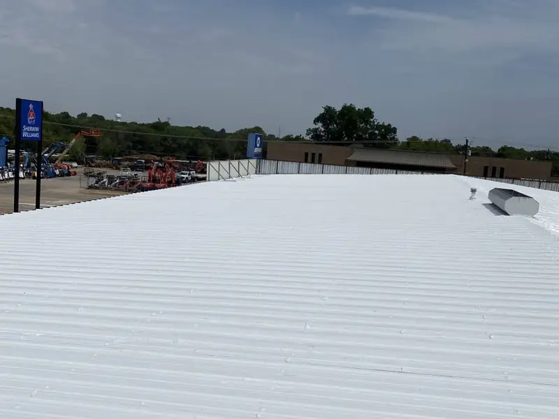 A commercial roof restored by Dimensional Pro Construction